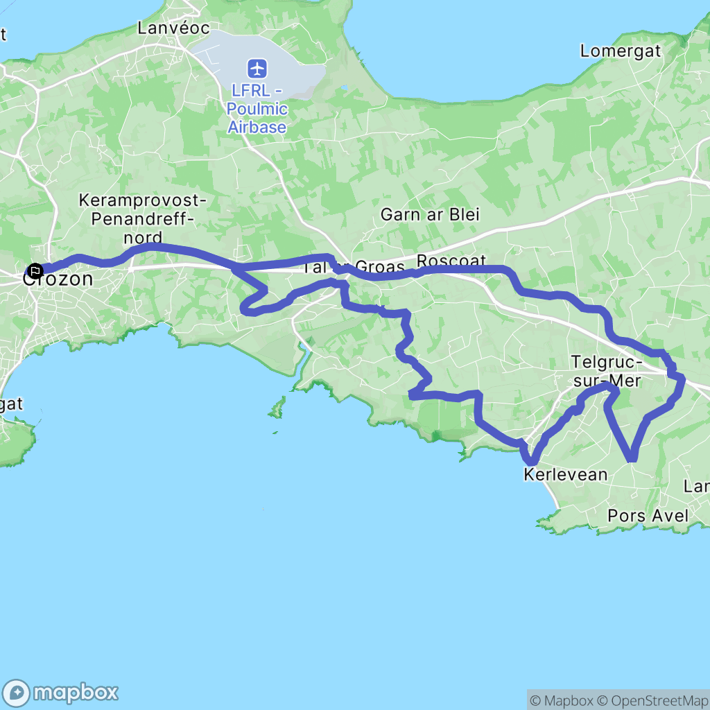 Crozon : carte du parcours de randonnée - France