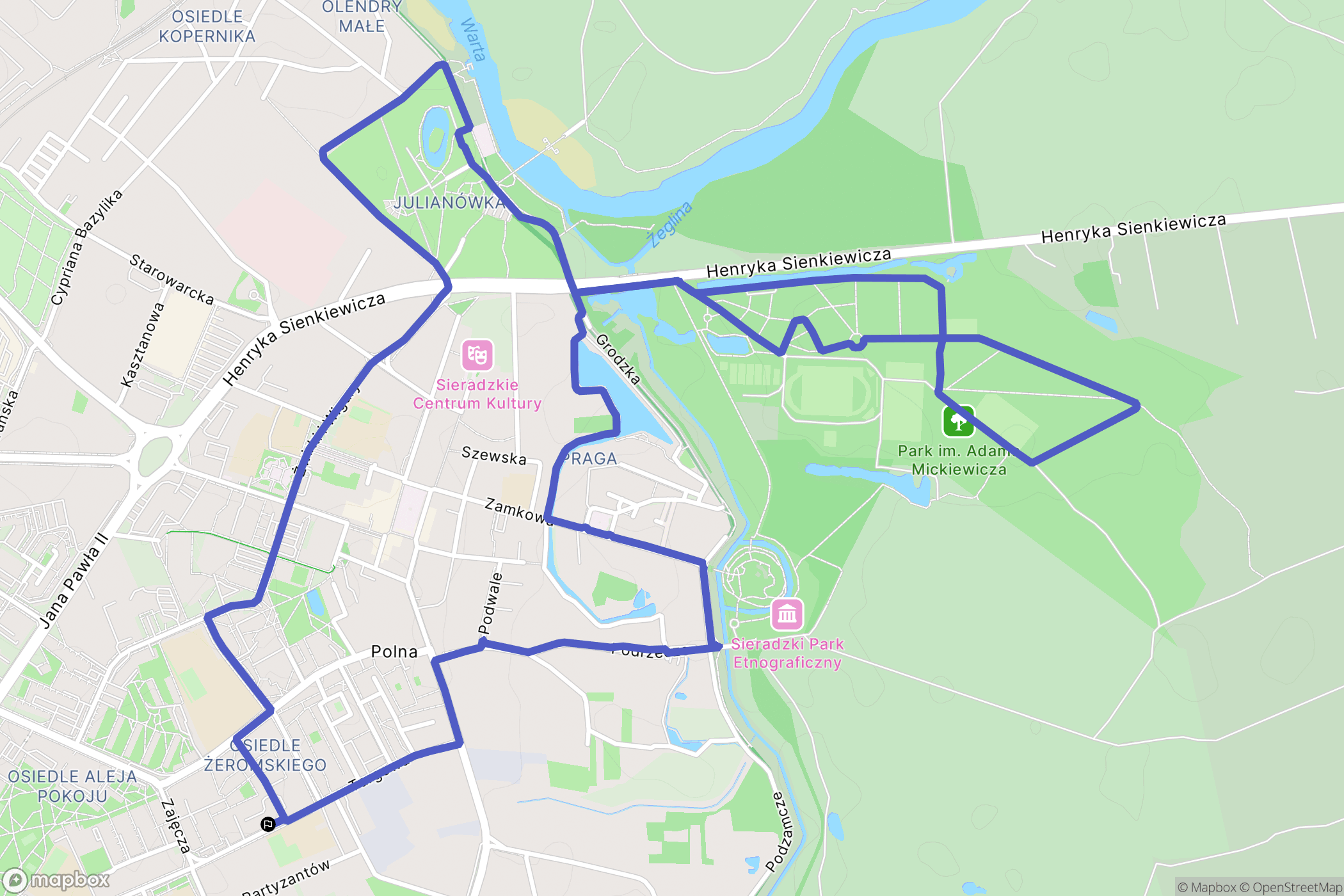 Sieradz: mapa trasy - Poland
