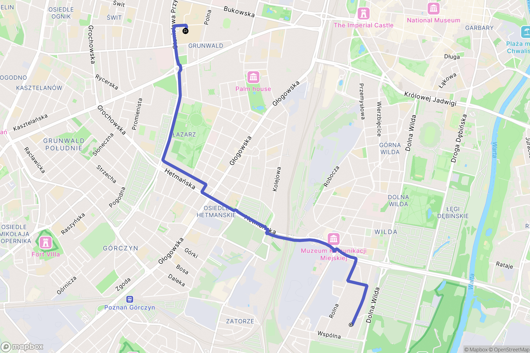 Poznań: mapa trasy - Poland
