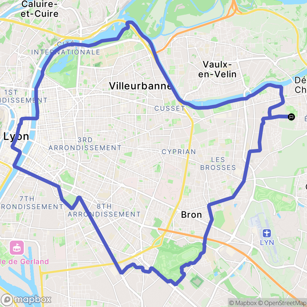 Décines-Charpieu : carte du parcours de randonnée - France