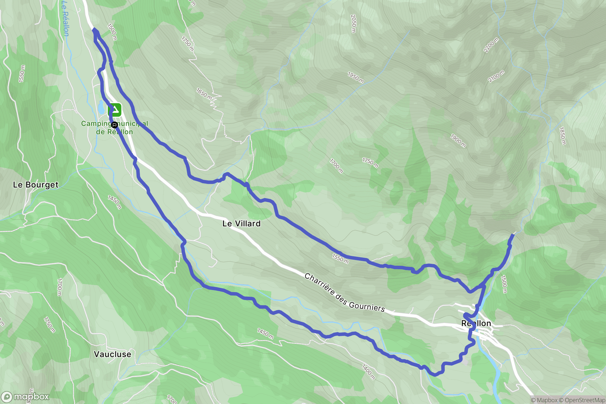 Réallon : carte du parcours de randonnée - France