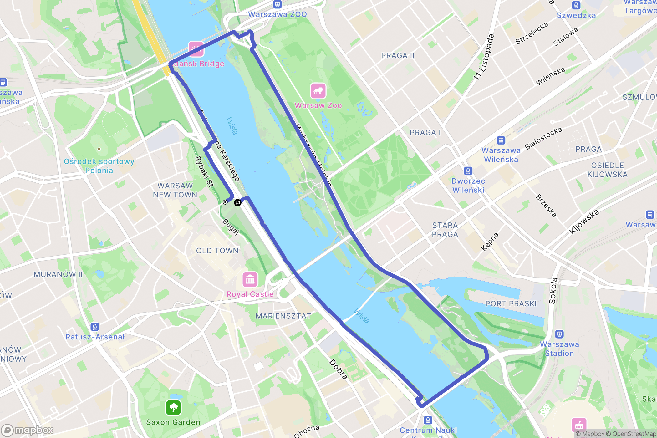 Warszawa: mapa trasy - Poland