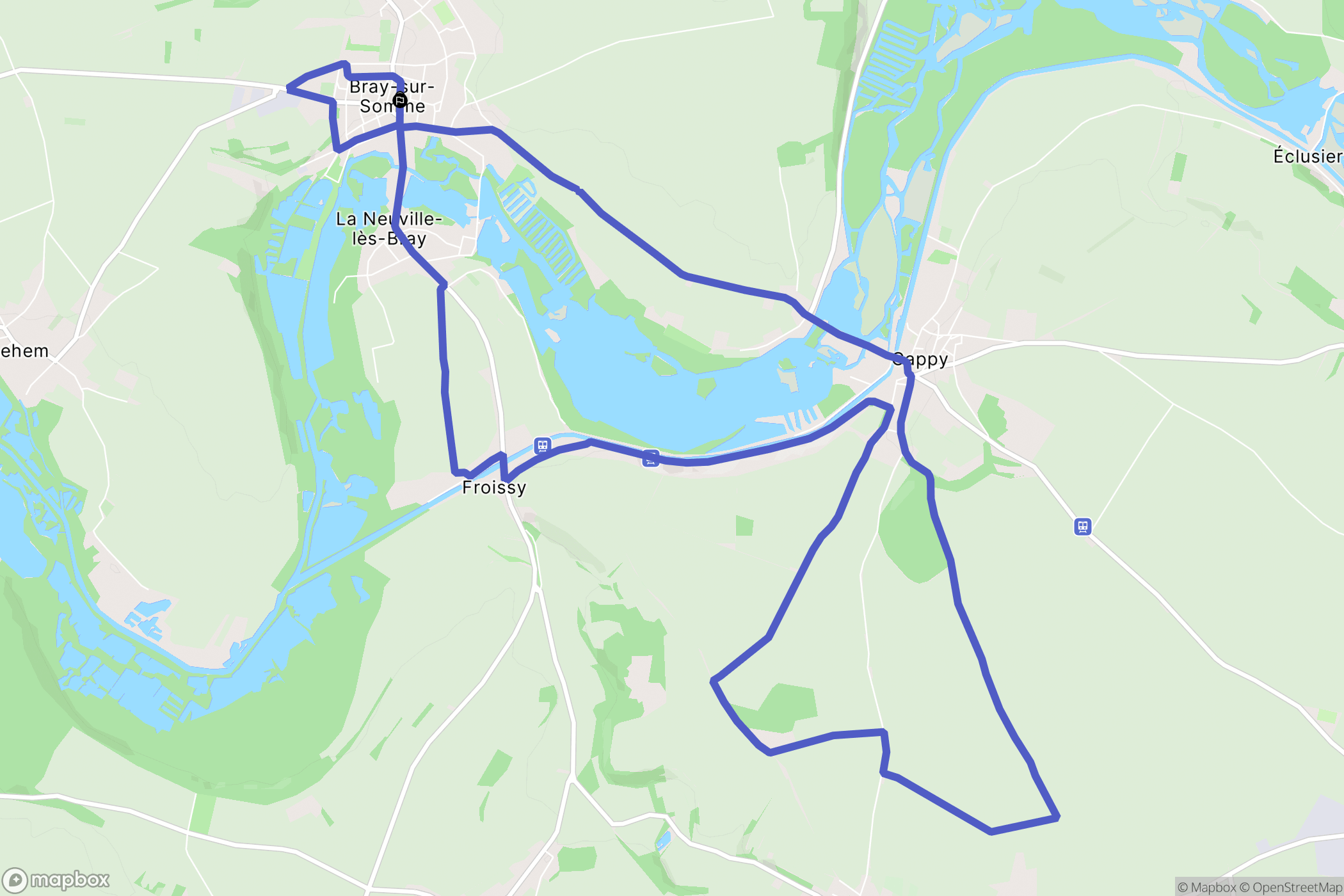 Bray-sur-Somme : carte du parcours de randonnée - France