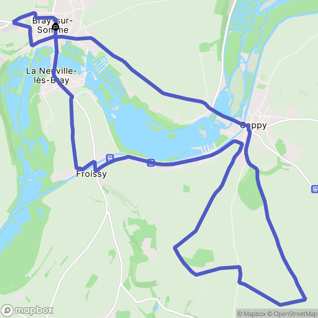 Bray-sur-Somme : carte du parcours de randonnée - France
