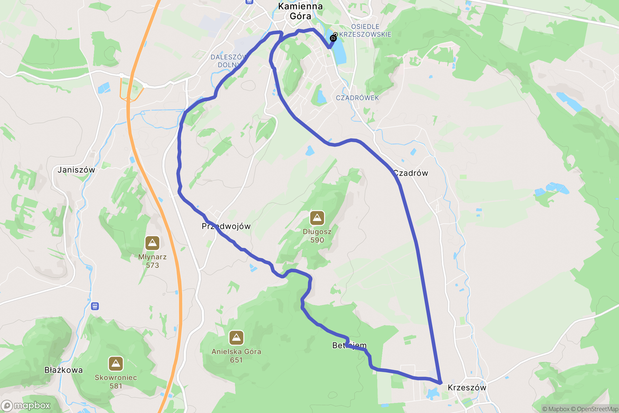 Kamienna Góra: mapa trasy - Poland