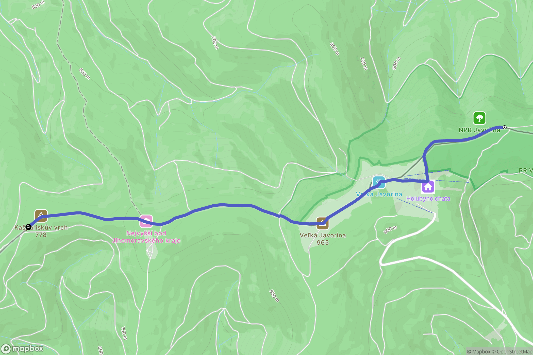Strání: mapa trasy - Czechia