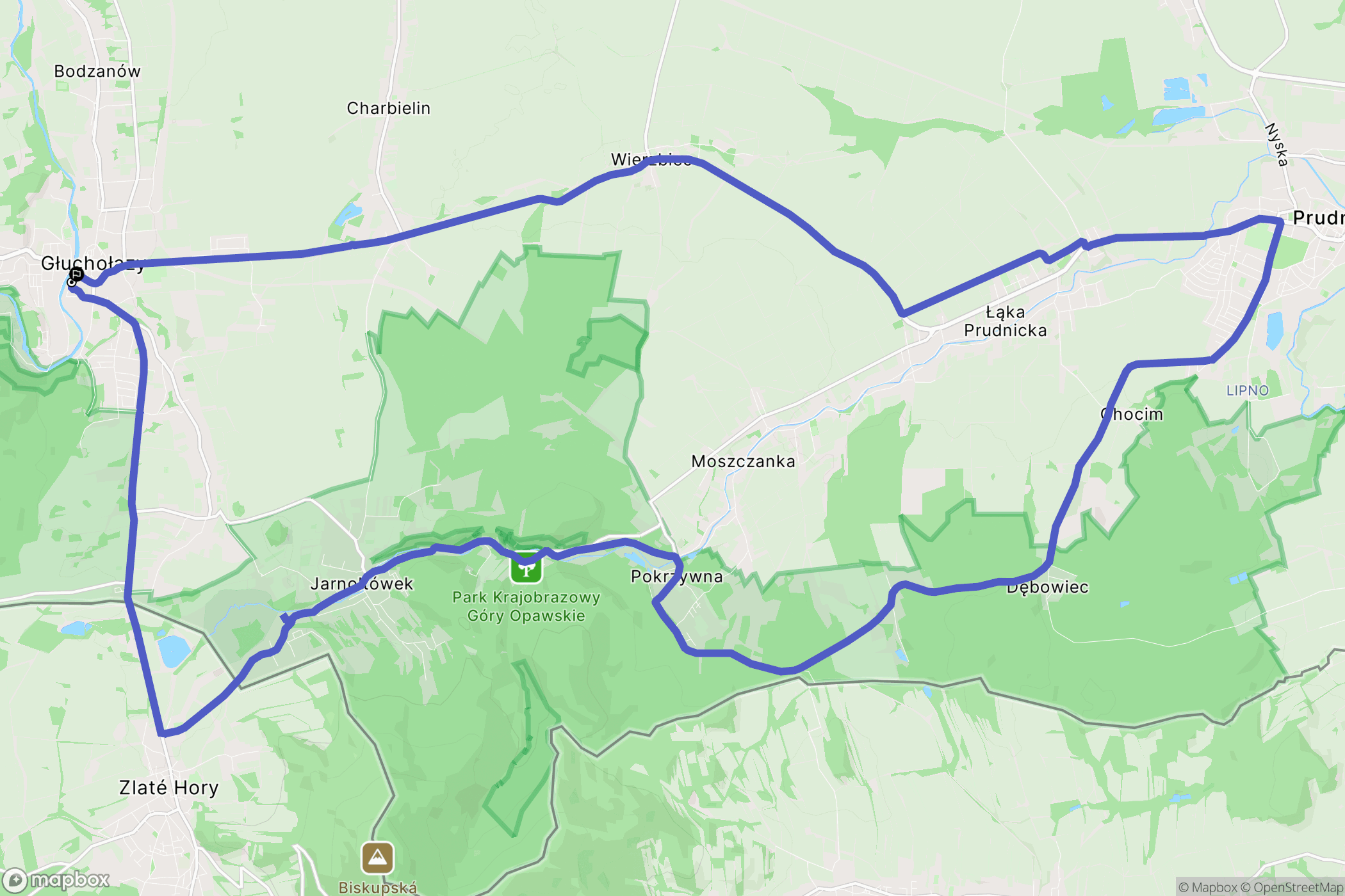 Głuchołazy: mapa trasy - Poland