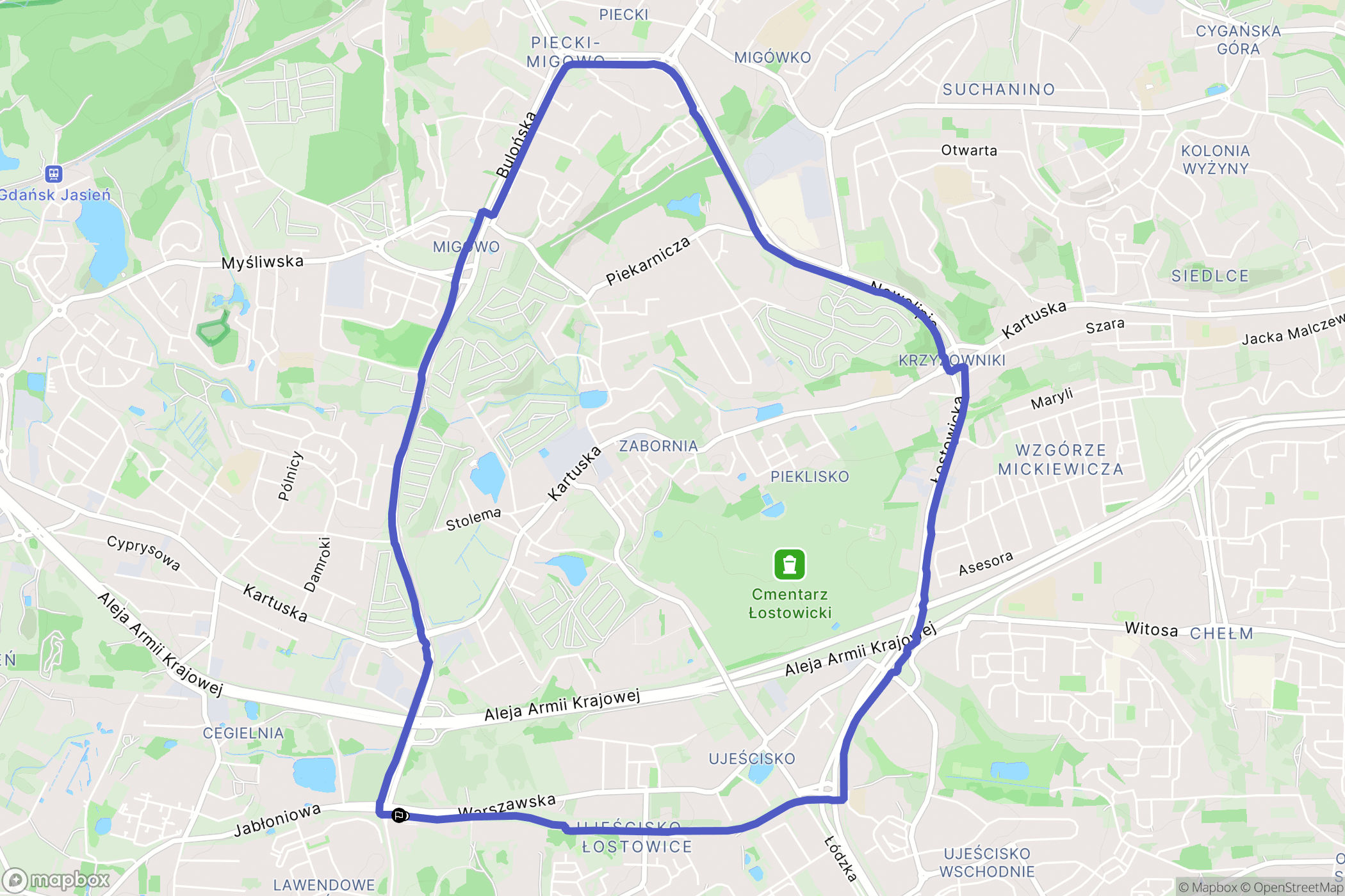 Gdańsk: mapa trasy - Poland