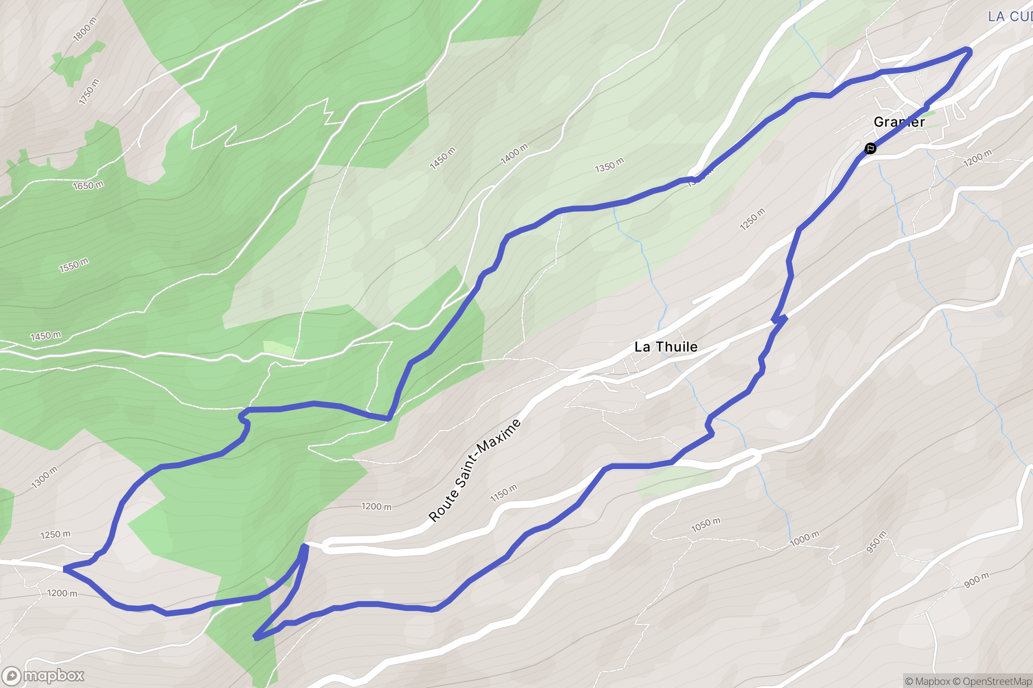 Aime-la-Plagne : carte du parcours de randonnée - France