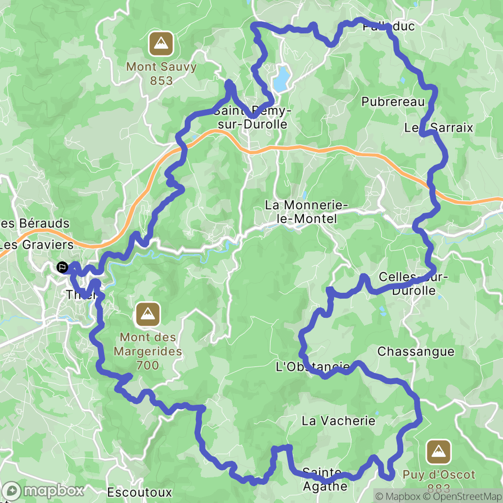 Thiers : carte du parcours de randonnée - France
