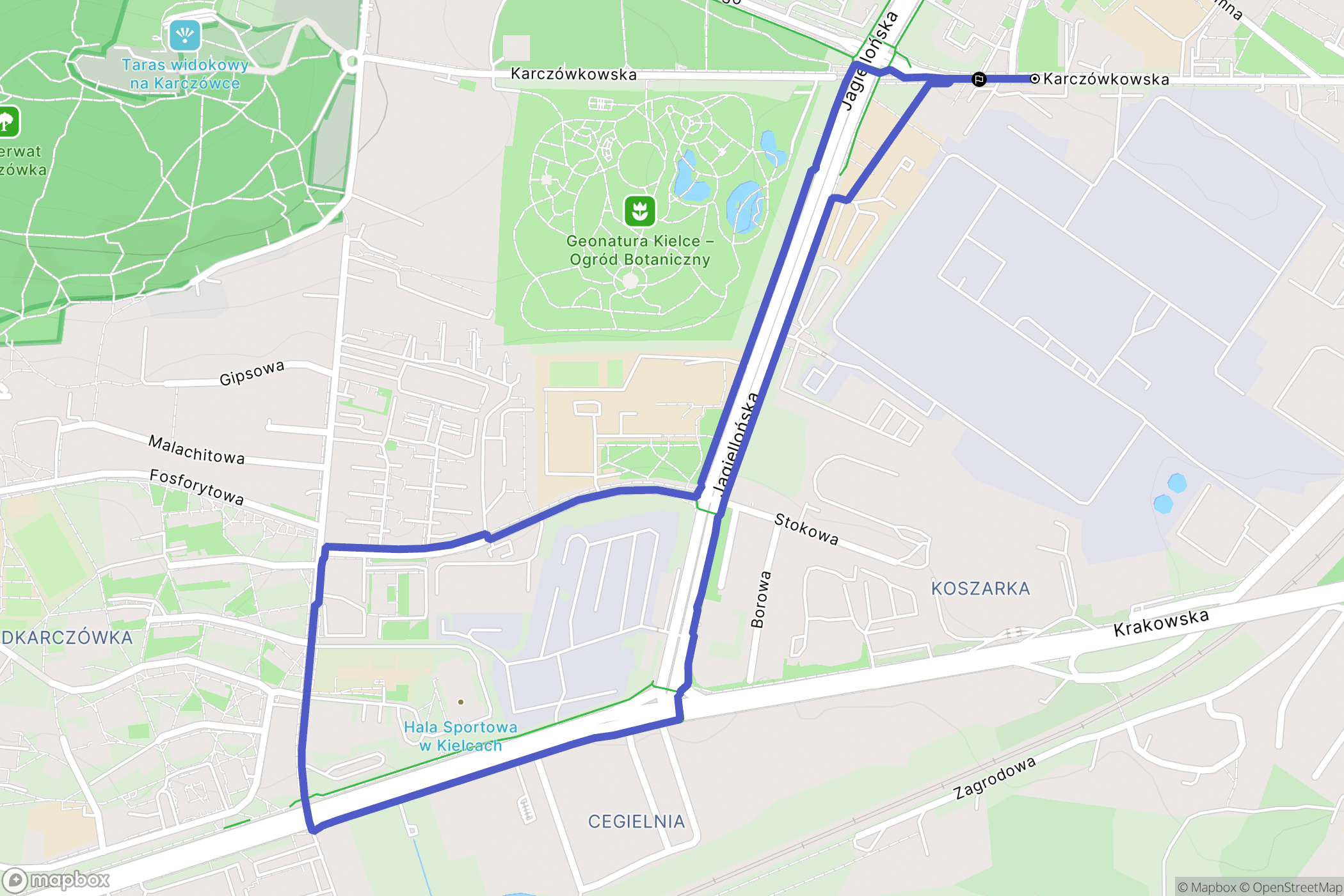 Kielce: mapa trasy - Poland