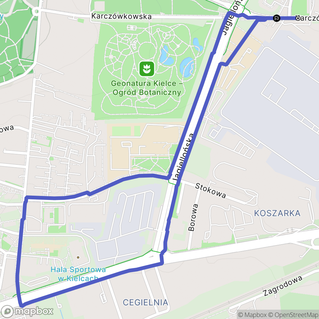 Kielce: mapa trasy - Poland