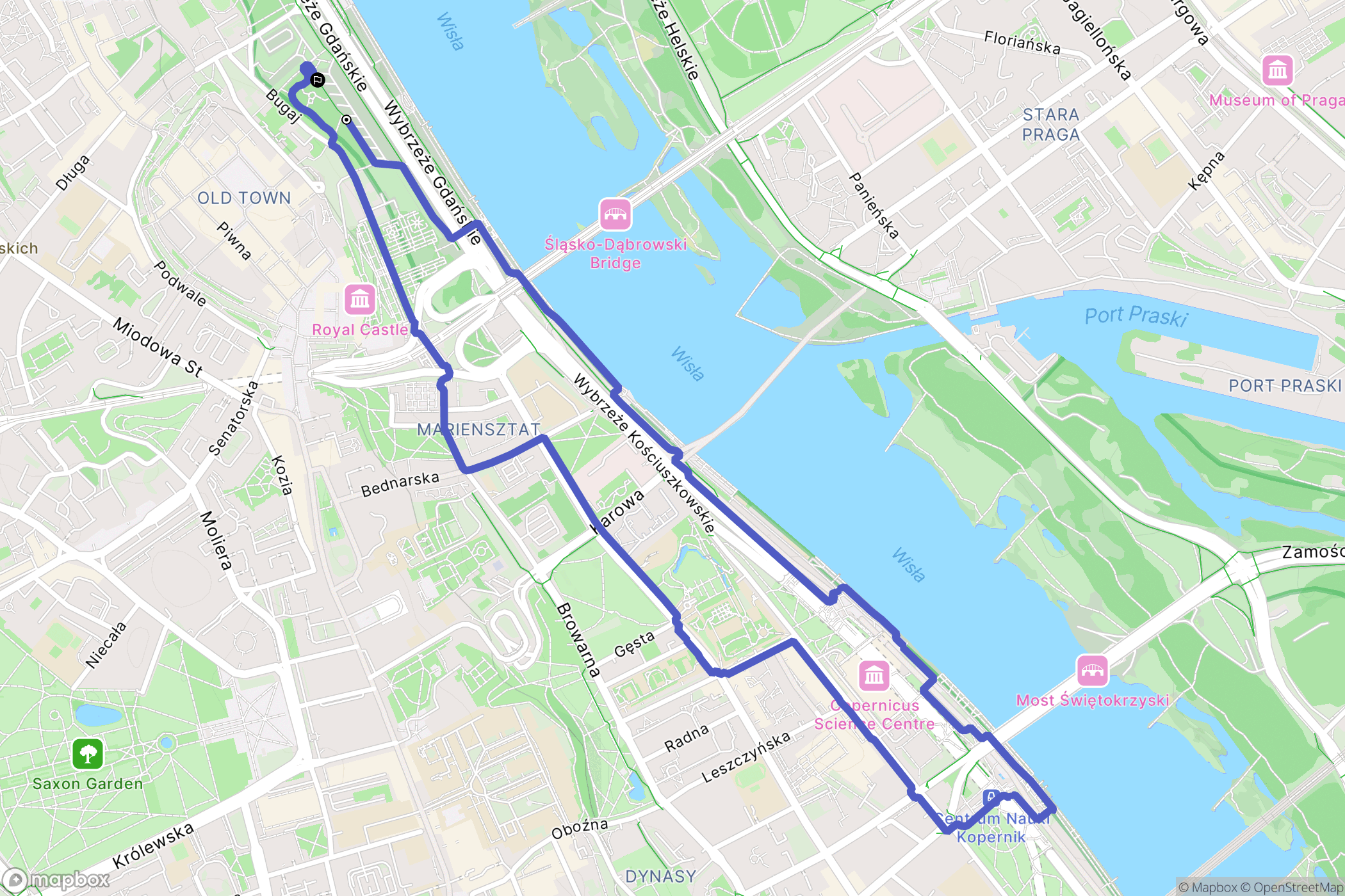 Warszawa: mapa trasy - Poland