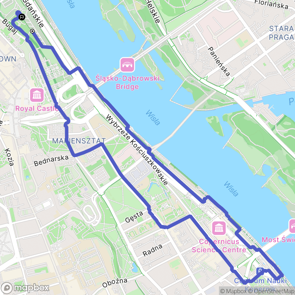Warszawa: mapa trasy - Poland