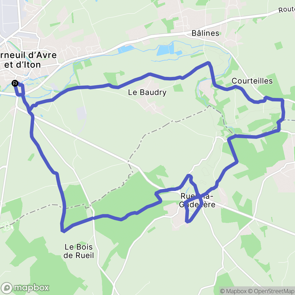 Verneuil d'Avre et d'Iton : carte du parcours de randonnée - France