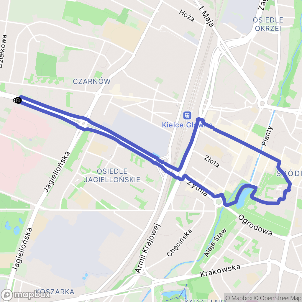 Kielce: mapa trasy - Poland