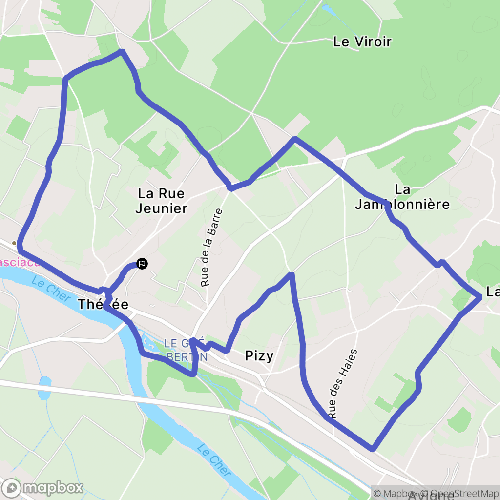 Thésée : carte du parcours de randonnée - France