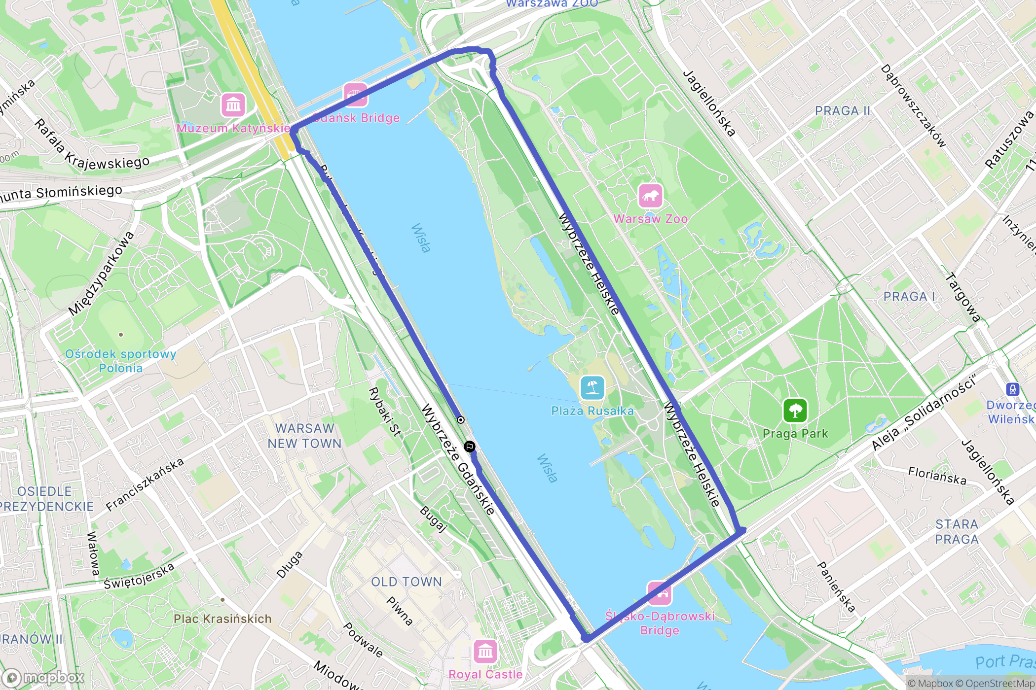 Warszawa: mapa trasy - Poland
