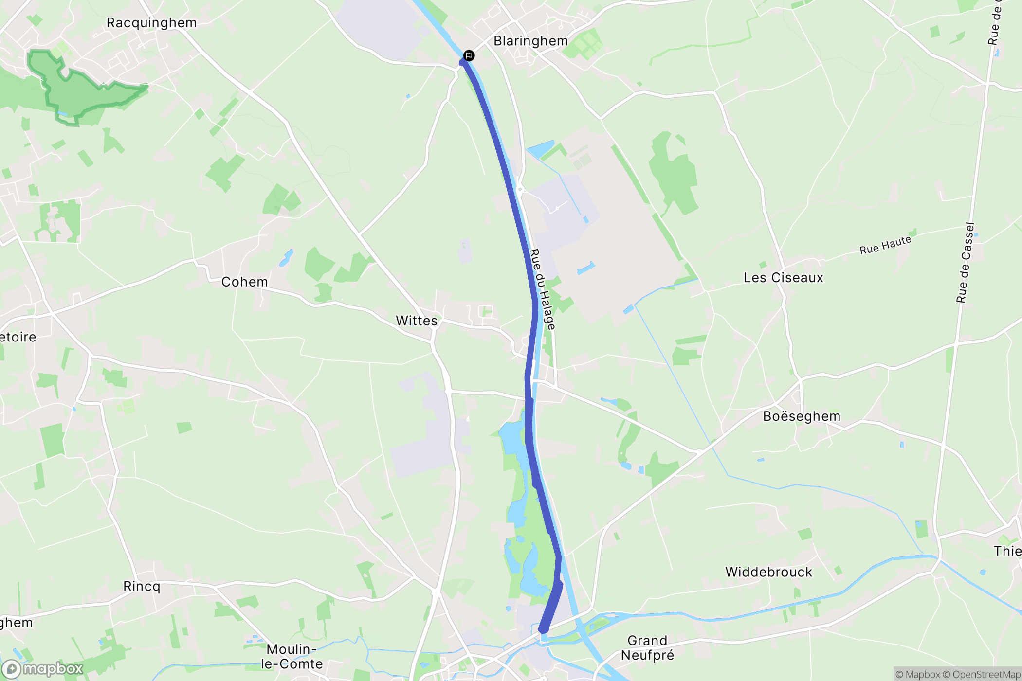 Blaringhem : carte du parcours de randonnée - France