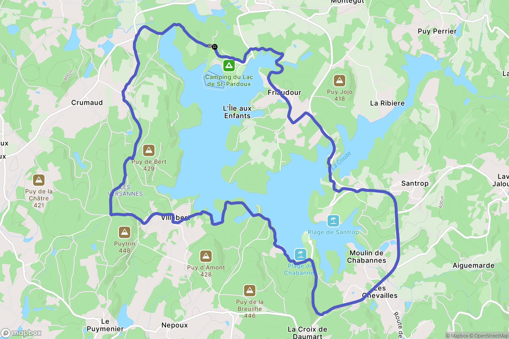 Saint-Pardoux-le-Lac : carte du parcours de randonnée - France
