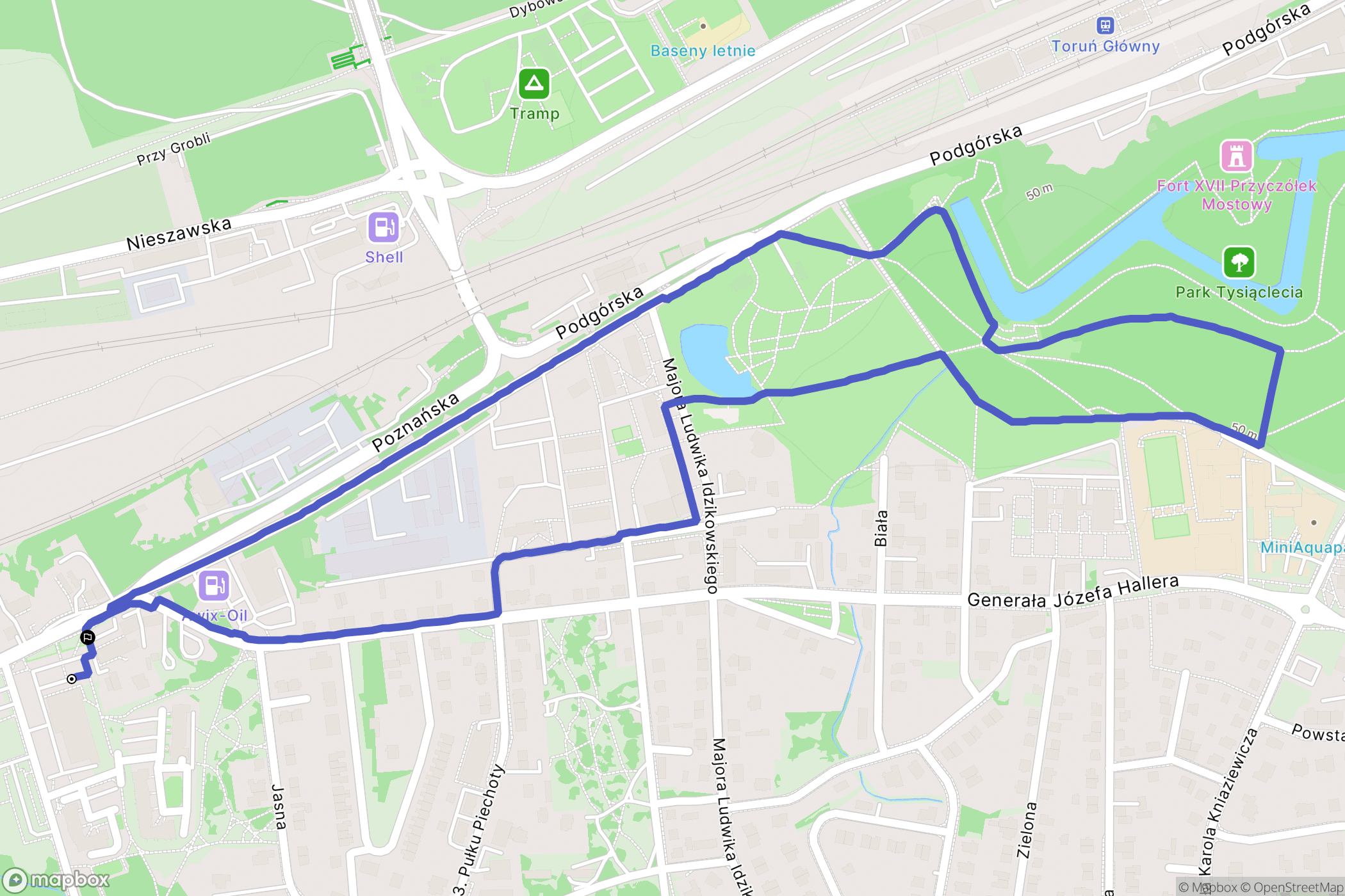 Toruń: mapa trasy - Poland