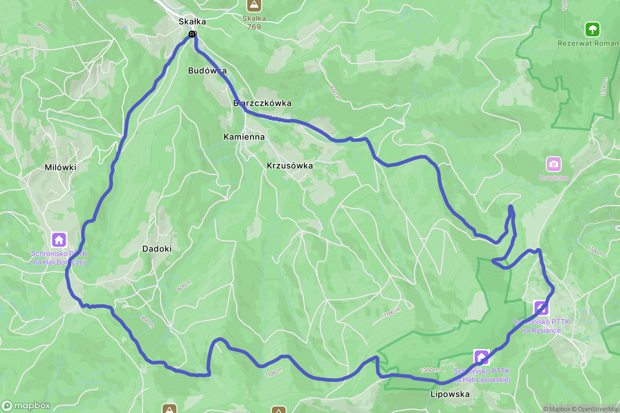 Żabnica: mapa trasy - Poland