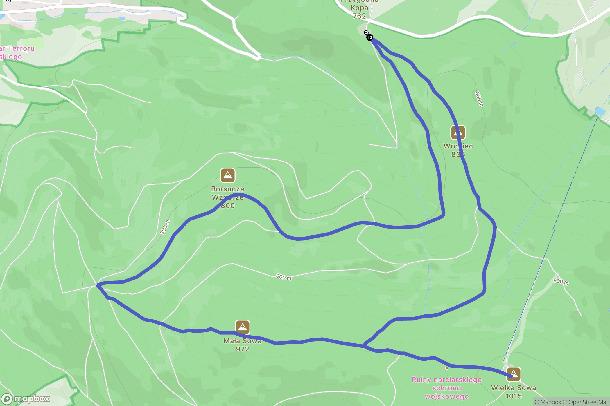 Modlęcin: mapa trasy - Poland