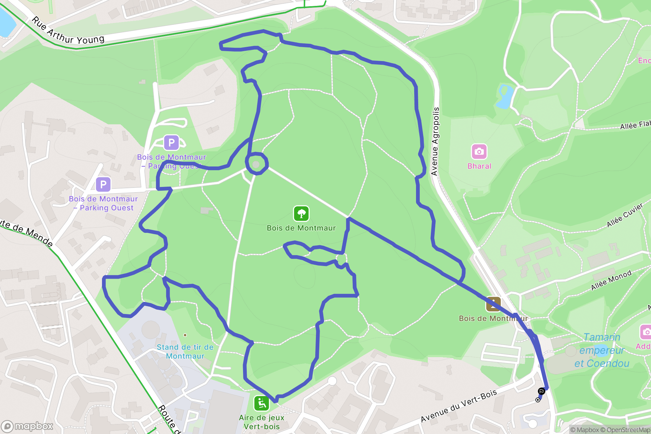 Montpellier : carte du parcours de randonnée - France