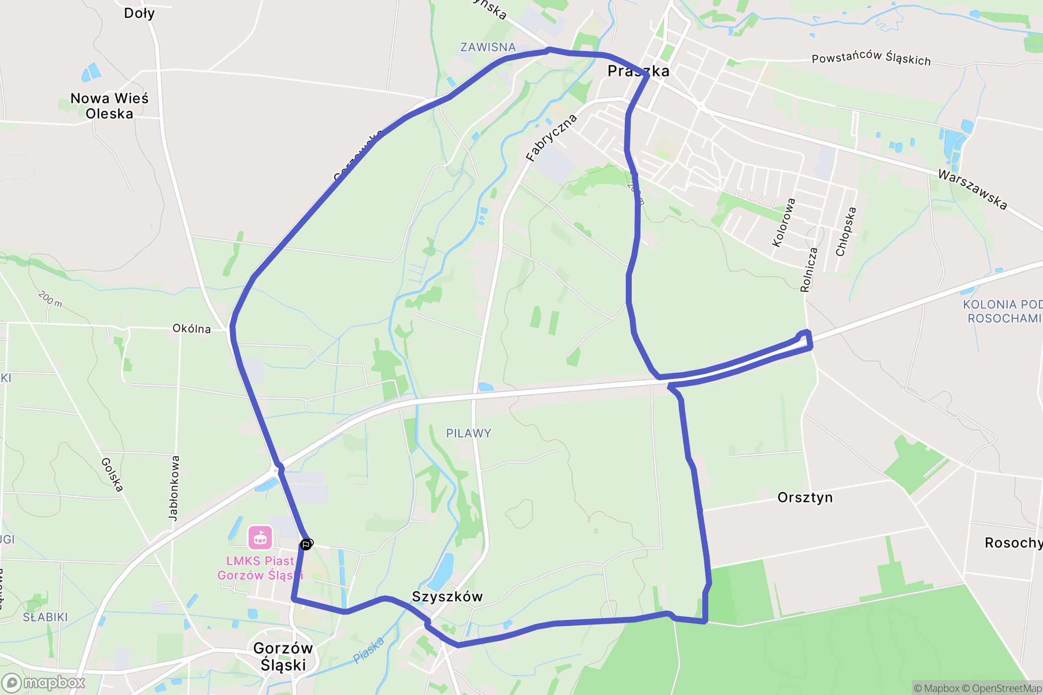 Gorzów Śląski: mapa trasy - Poland
