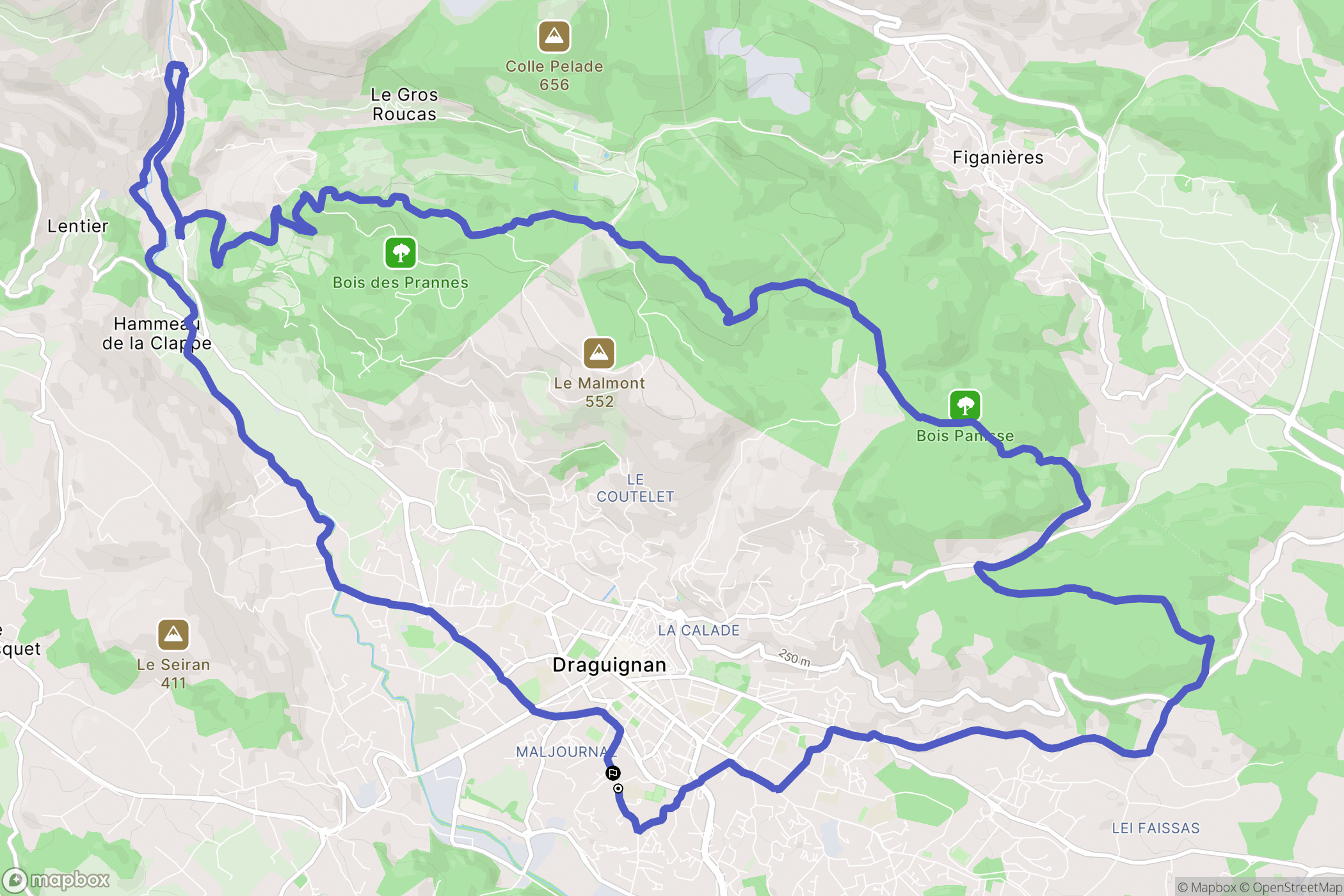 Draguignan : carte du parcours de randonnée - France