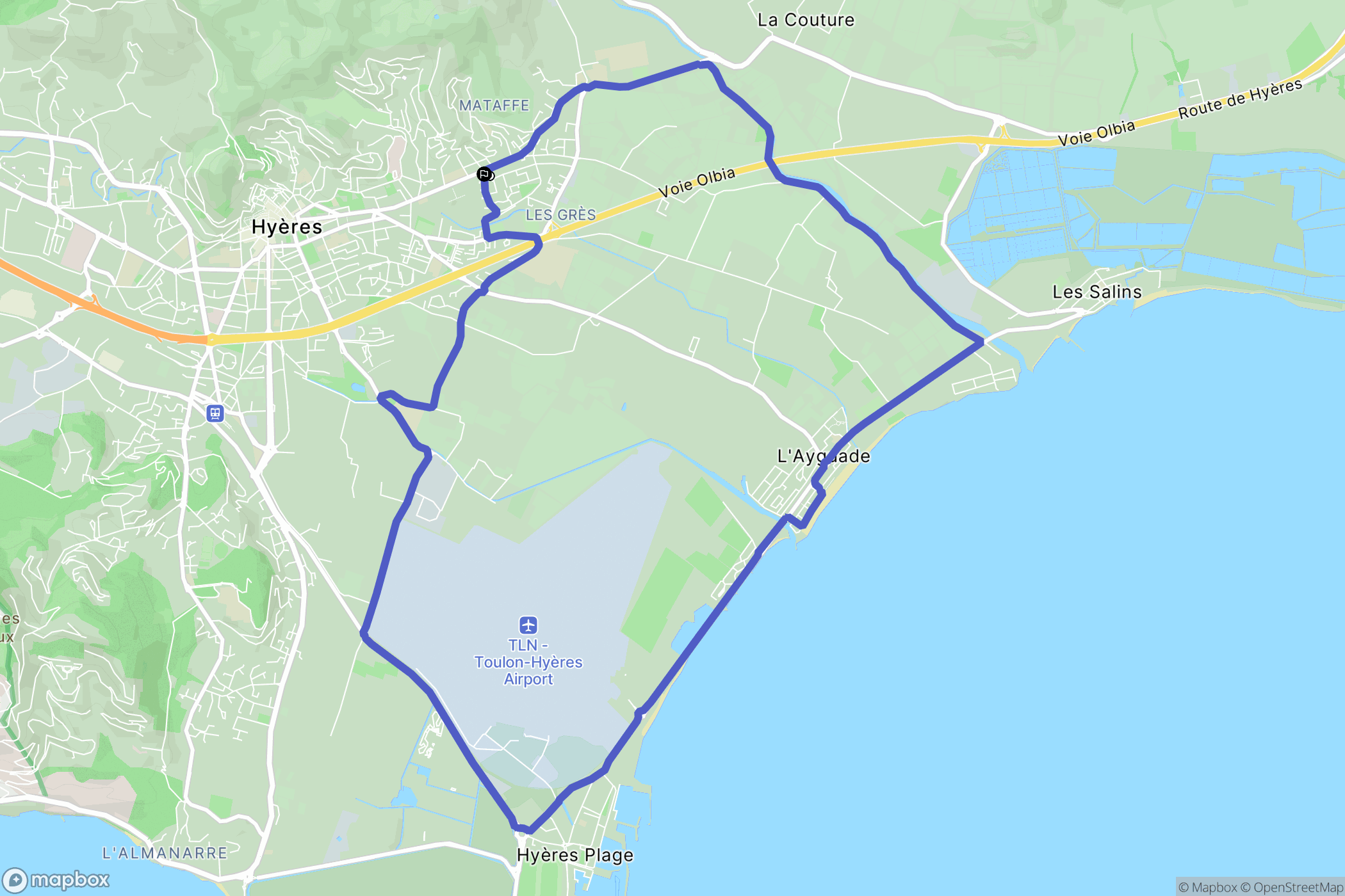 Hyères : carte du parcours de randonnée - France