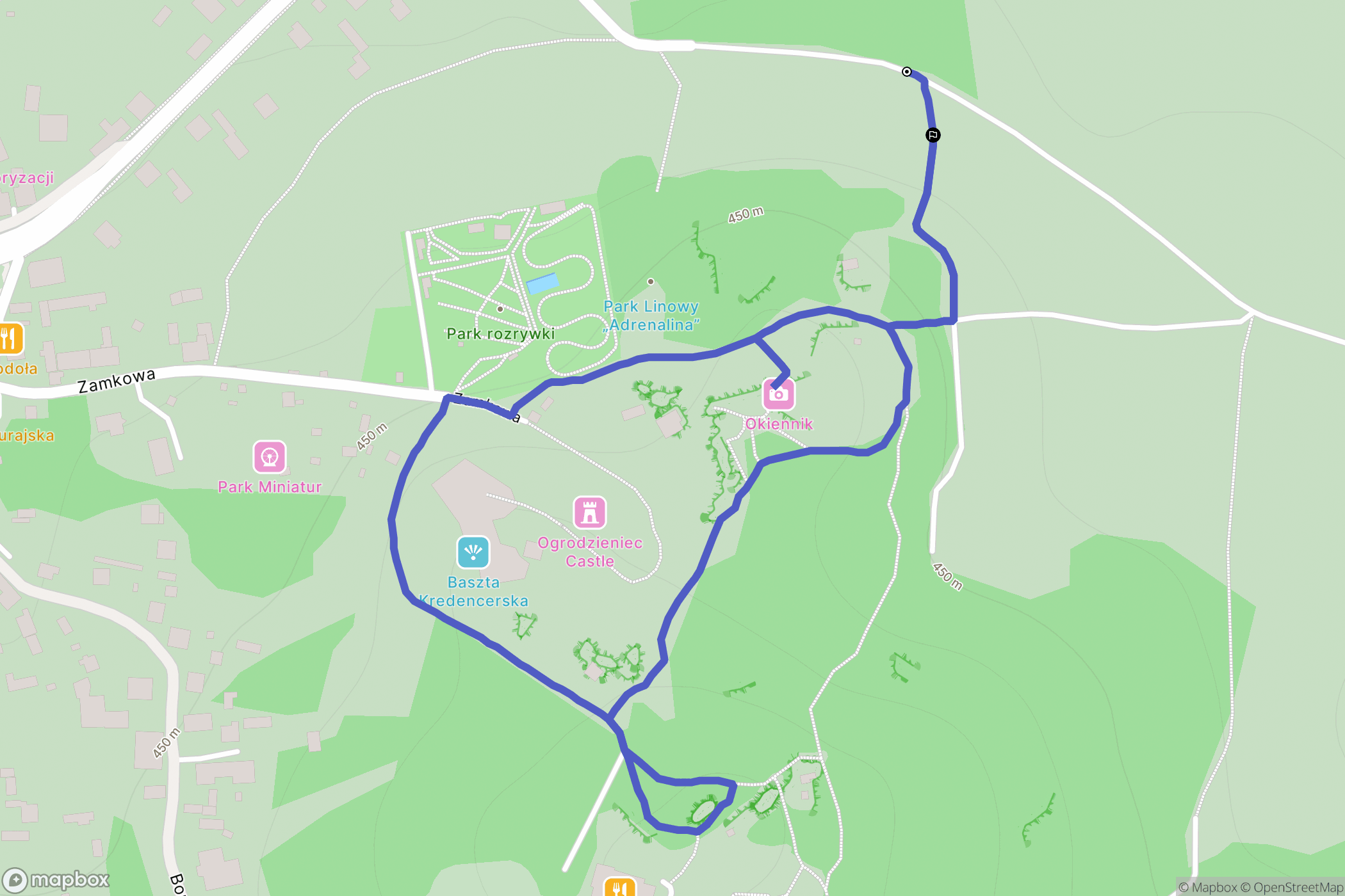 Podzamcze: mapa trasy - Poland