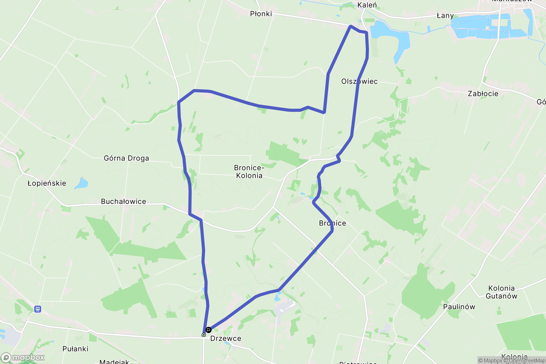 Drzewce: mapa trasy - Poland