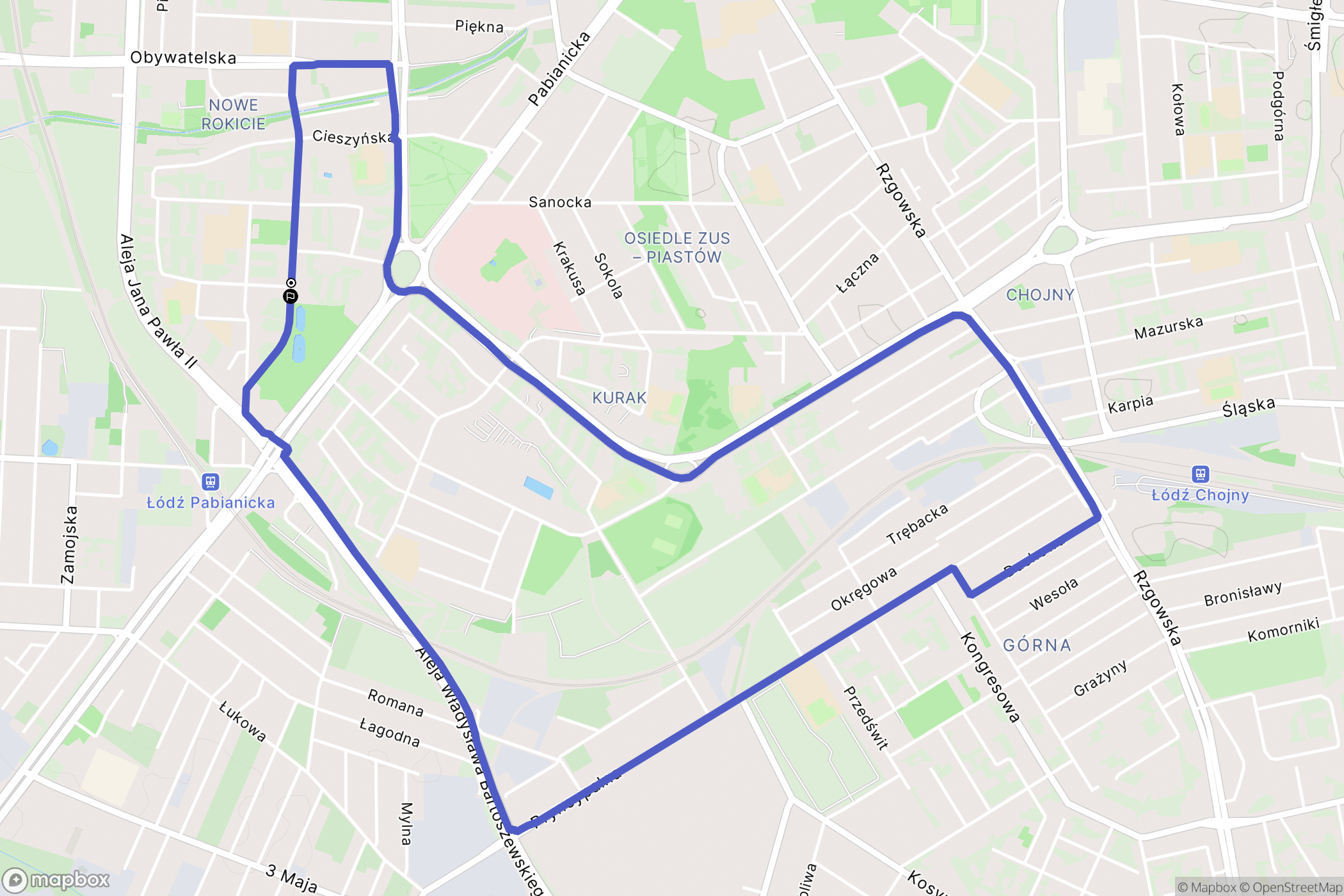 Łódź: mapa trasy - Poland