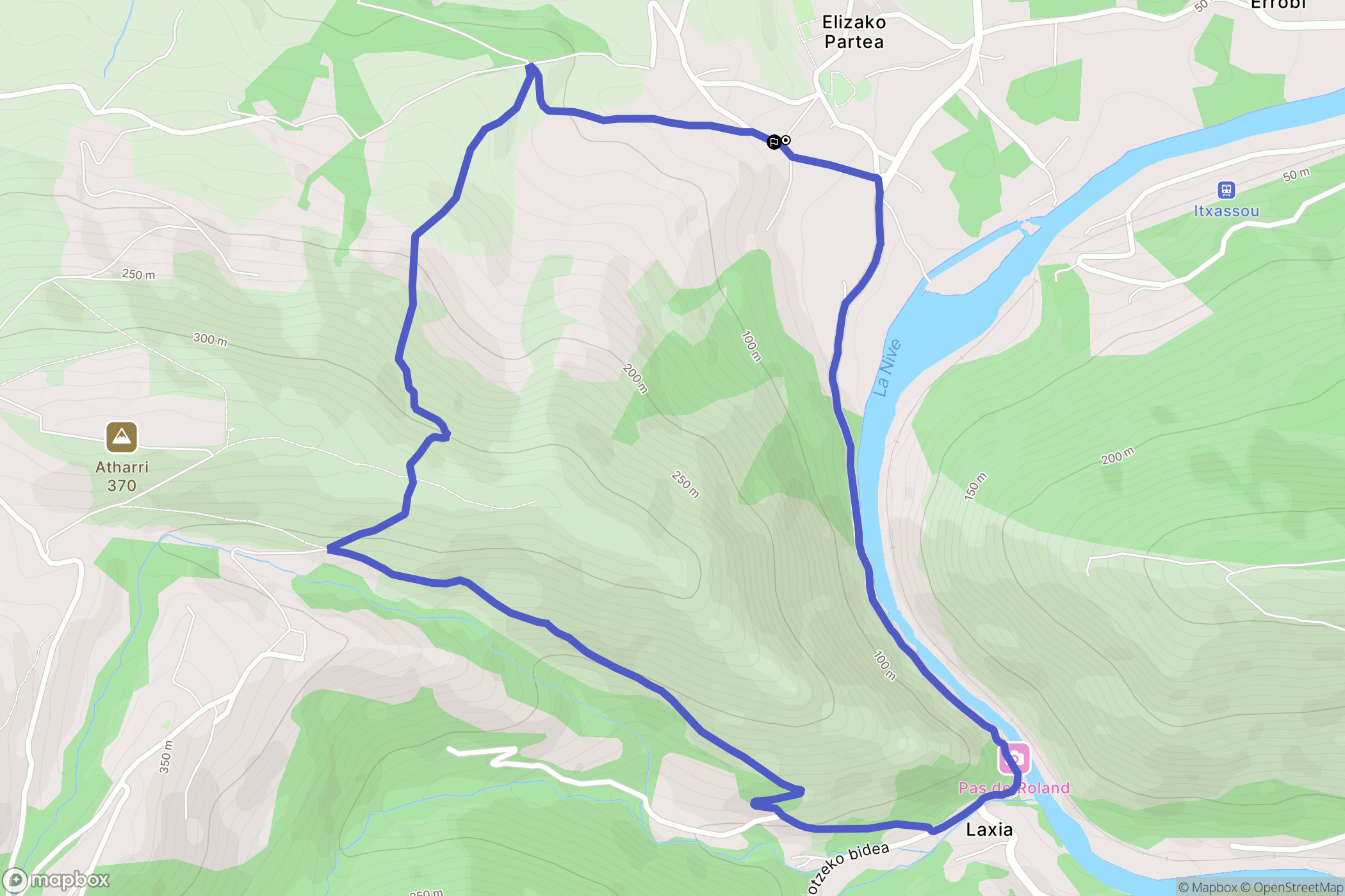 Itxassou : carte du parcours de randonnée - France