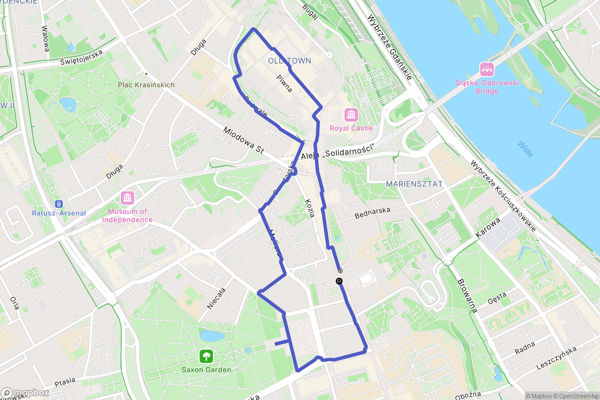 Warszawa: mapa trasy - Poland