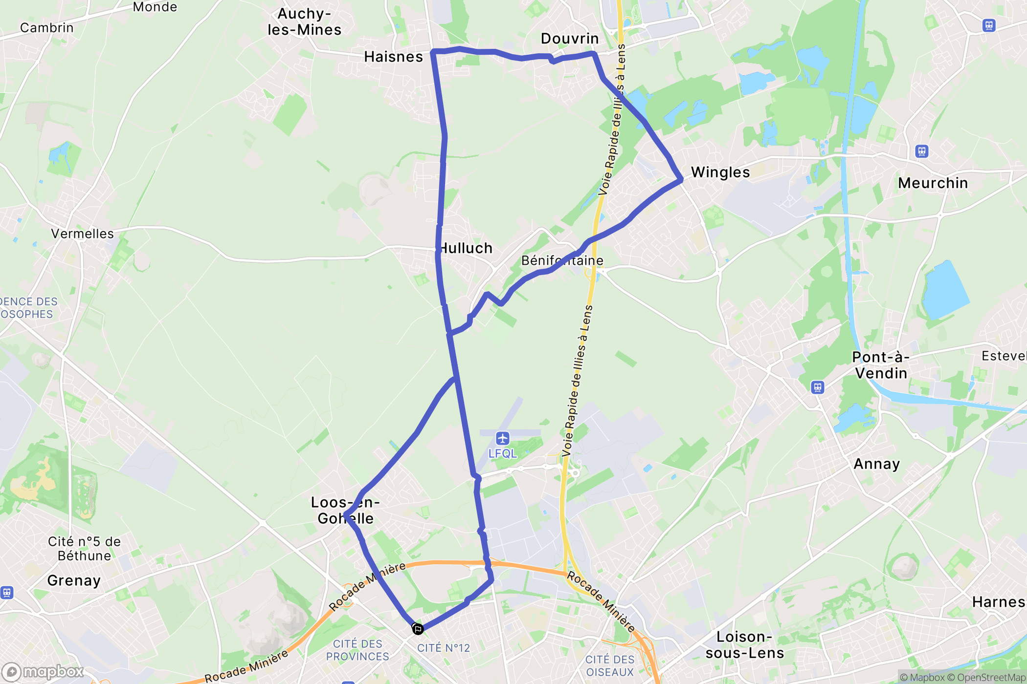 Lens : carte du parcours de randonnée - France