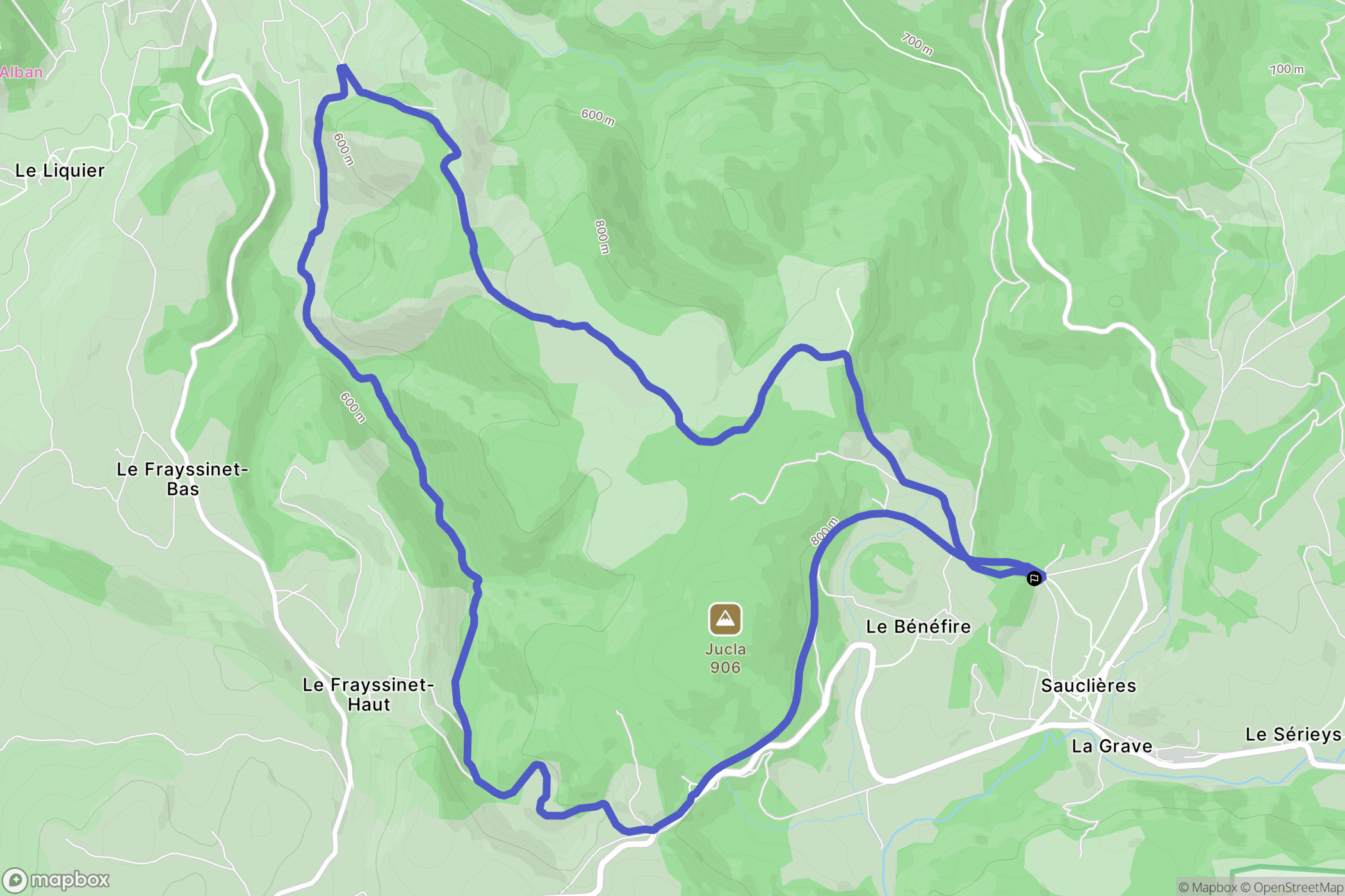 Sauclières : carte du parcours de randonnée - France