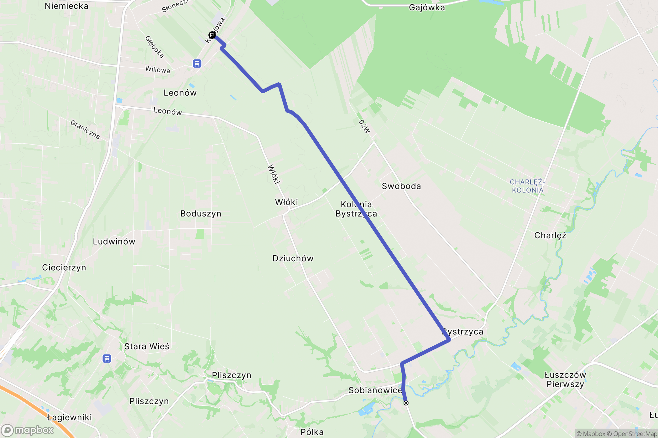 Sobianowice: mapa trasy - Poland
