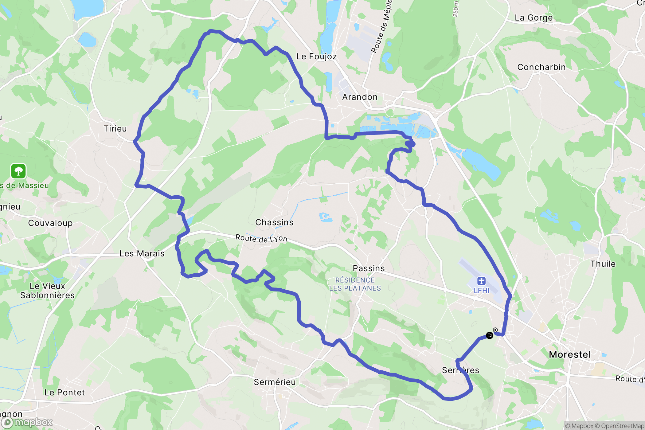 Morestel : carte du parcours de randonnée - France