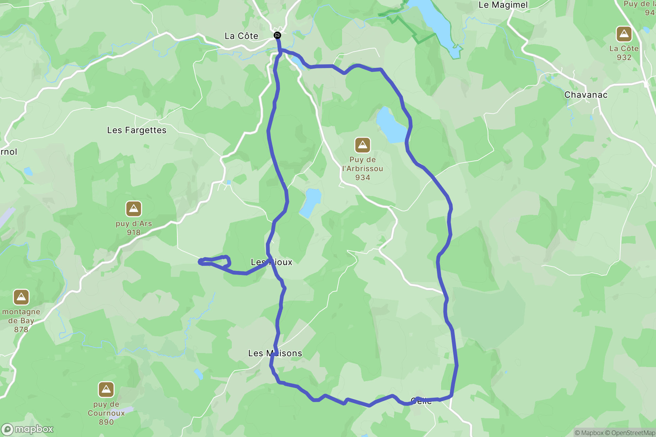 Saint-Merd-les-Oussines : carte du parcours de randonnée - France