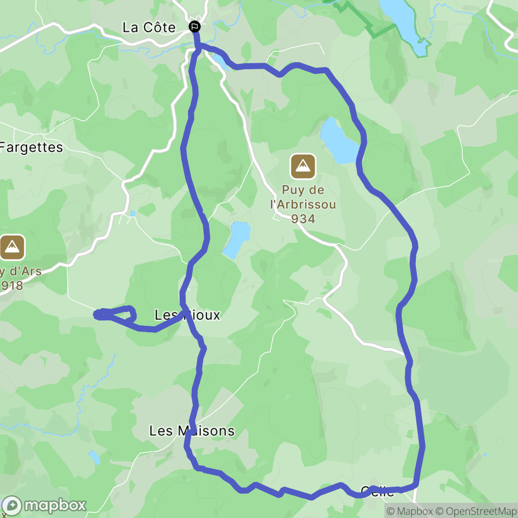 Saint-Merd-les-Oussines : carte du parcours de randonnée - France