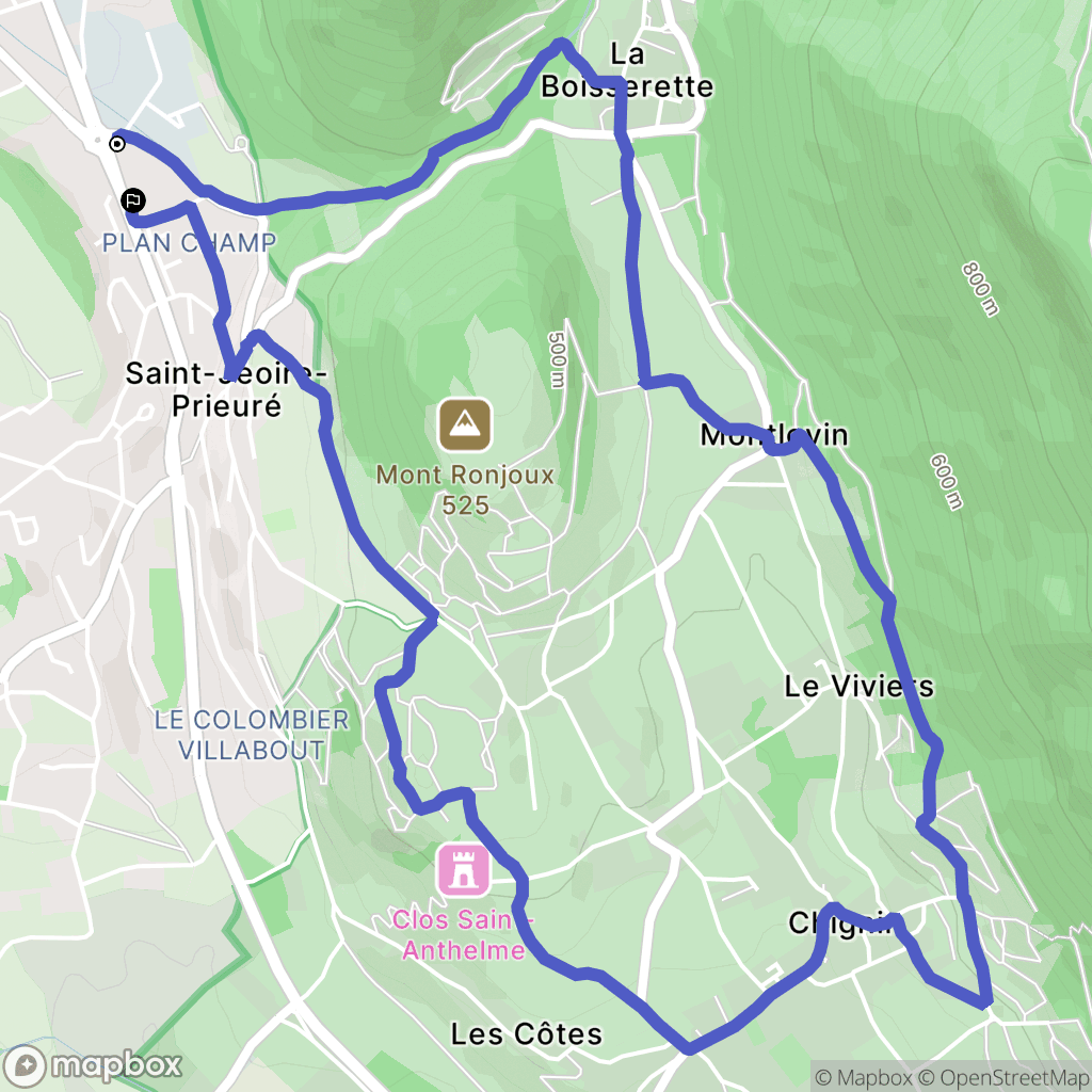 Saint-Jeoire-Prieuré : carte du parcours de randonnée - France