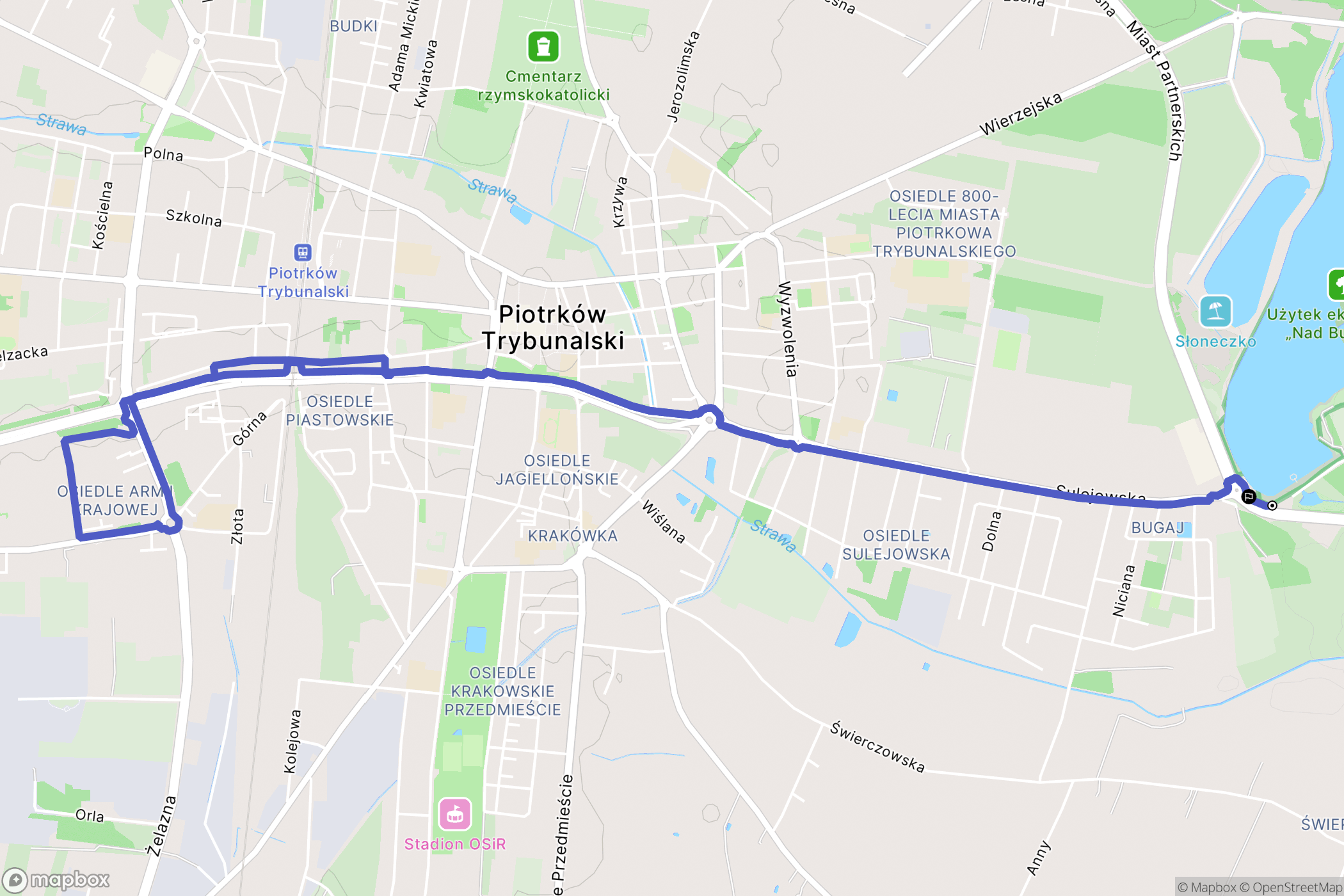 Piotrków Trybunalski: mapa trasy - Poland