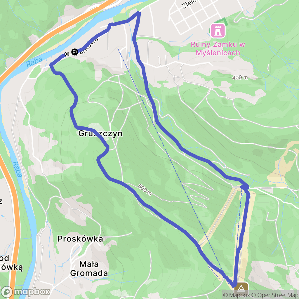 Myślenice: mapa trasy - Poland