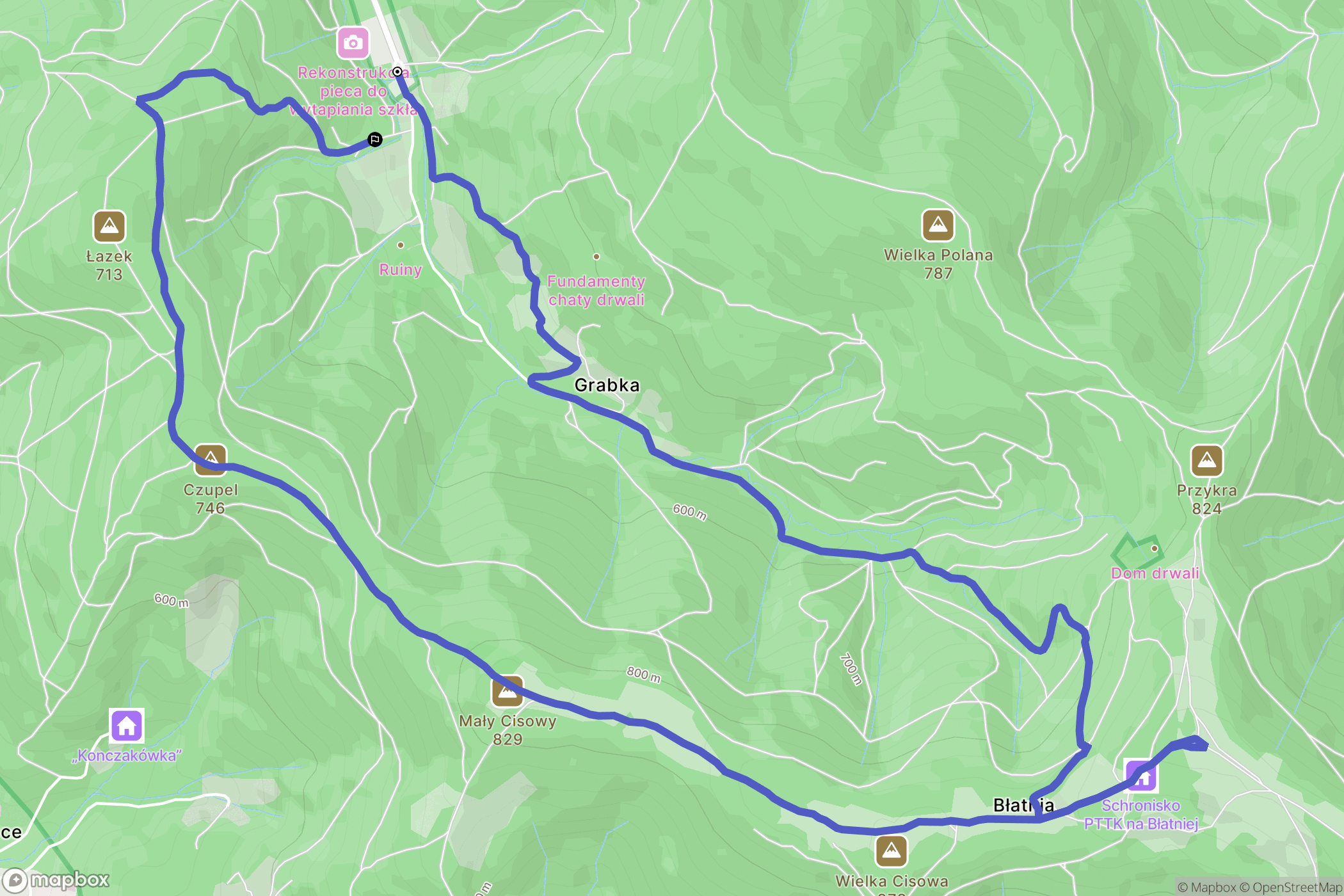 Jaworze: mapa trasy - Poland