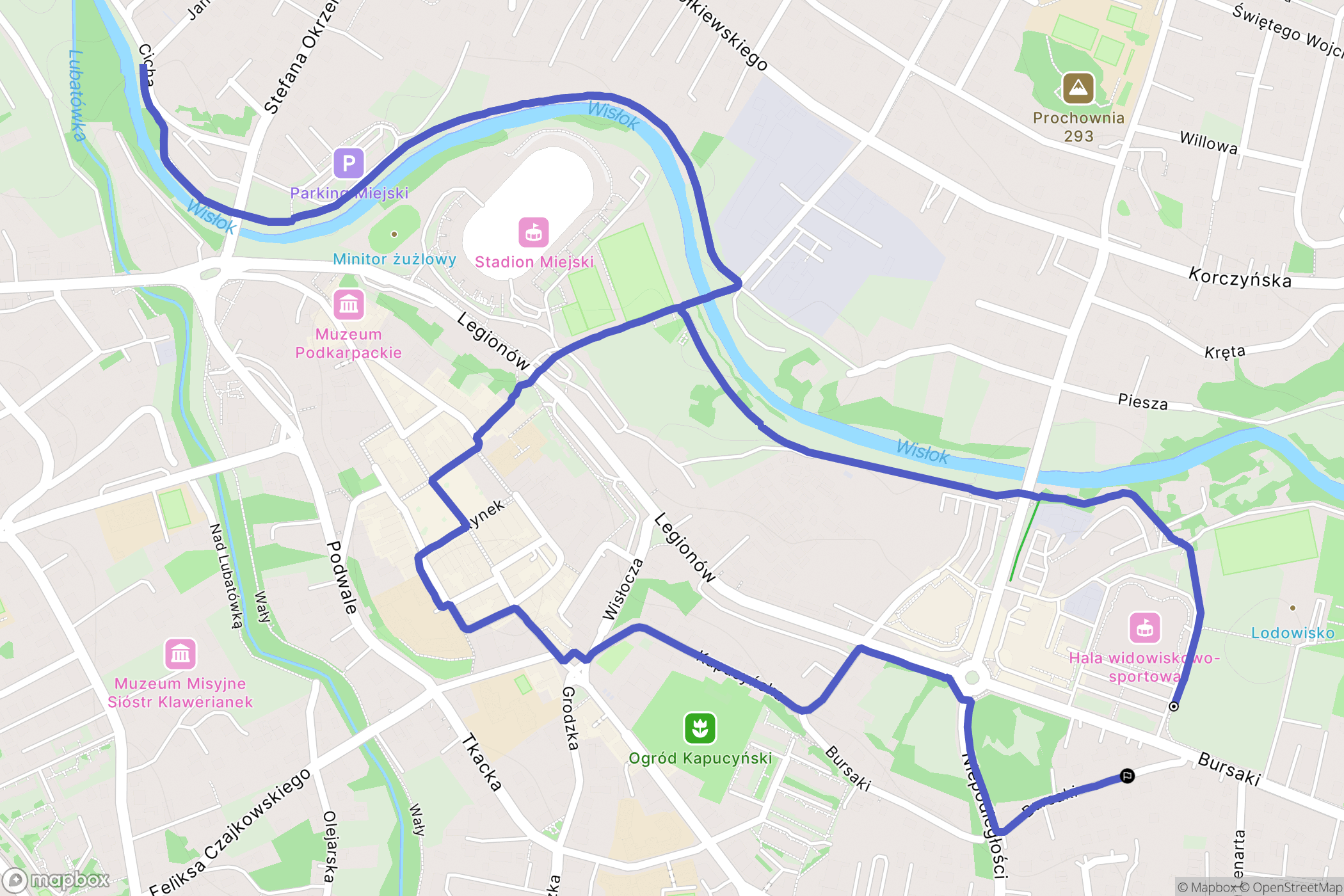 Krosno: mapa trasy - Poland
