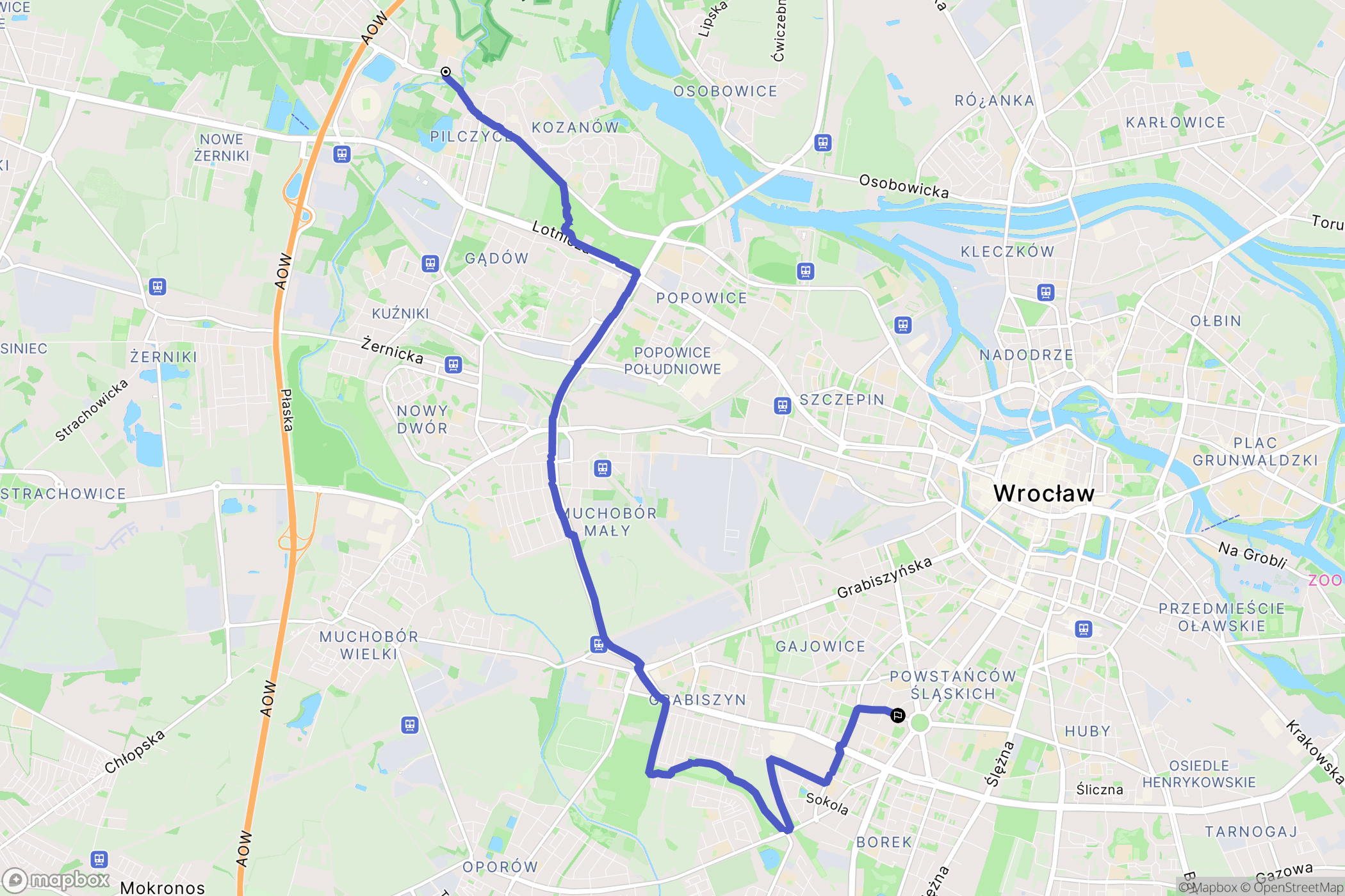 Wrocław: mapa trasy - Poland