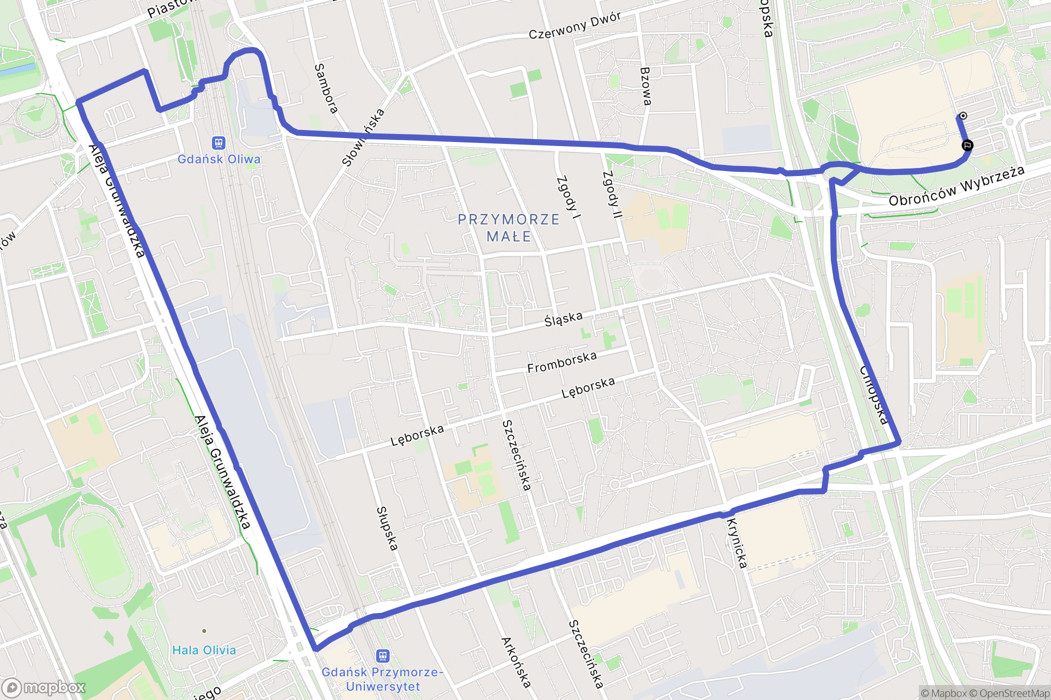 Gdańsk: mapa trasy - Poland