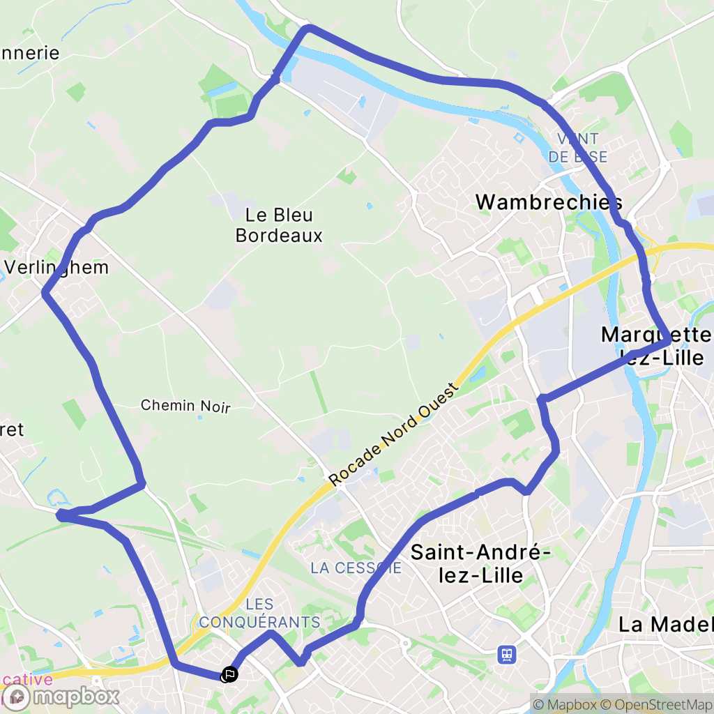 Lambersart : carte du parcours de randonnée - France
